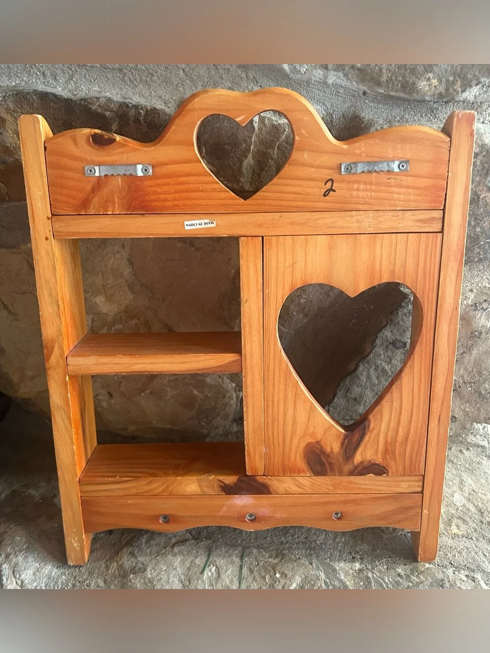 Vintage Wood Heart Wall Display Shelf
